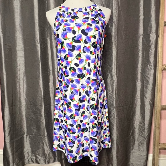 Jude Connally Lisa Tank Dress In Dancing Lillies Navy Large NWT - Picture 4 of 10